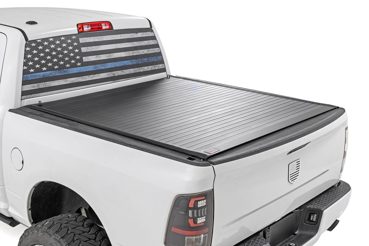 Ram 1500 Classic Hard Roll Up Bed Cover - Rough Country - Flush, Low-Profile Design - Matte Black - '19-'24